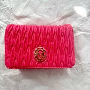 Valentino Orlandi Pretty Pink Clutch Crossbody NWT Brilliant Gold Tone Hardware